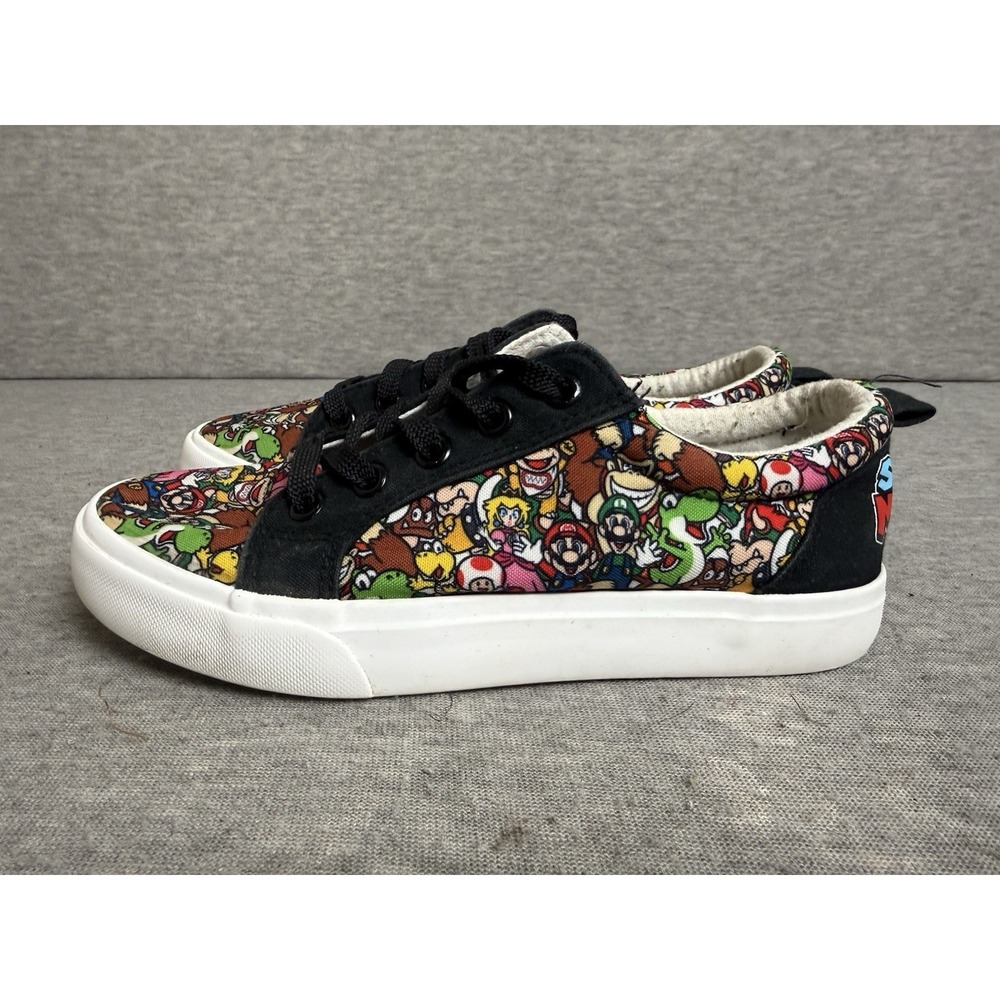 Super Mario Bros Sneakers Canvas Shoes Size 4 Boys Ground Up 2022 Multicolor Blk - Picture 4 of 10